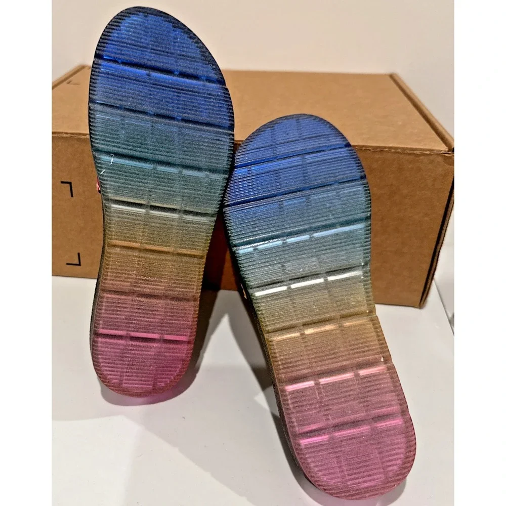 Steve Madden Kids Size 4 JWINC Multi Bandana Print Slip On Slide Sandals Rainbow